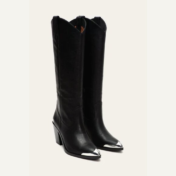 Faye Metal Plate Pull On Western Boot in Black - Picture 1 of 5